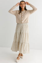 Baumwoll-Strickjacke mit Muschelsaum