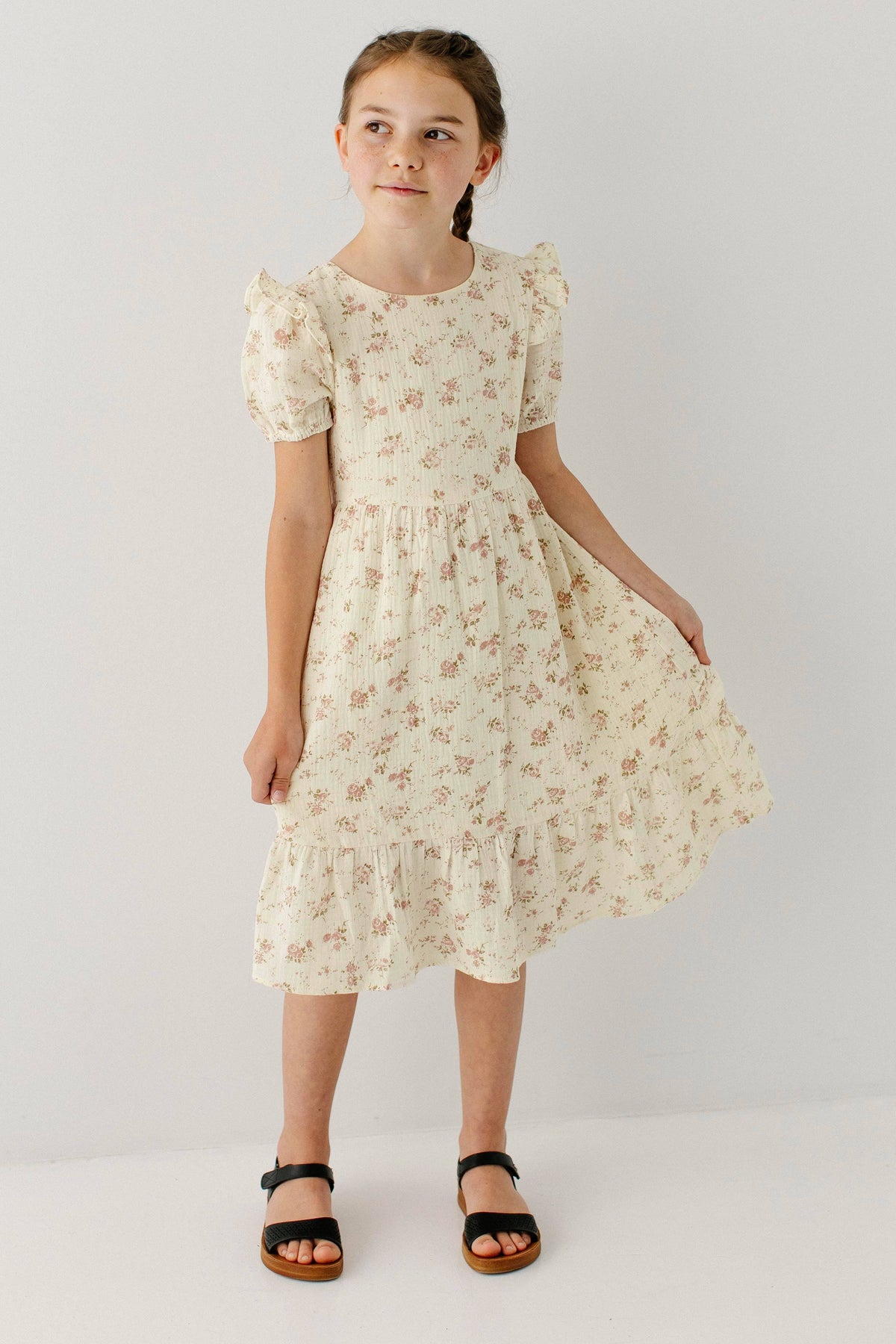 Evelina Mädchen Midikleid aus Baumwollgaze