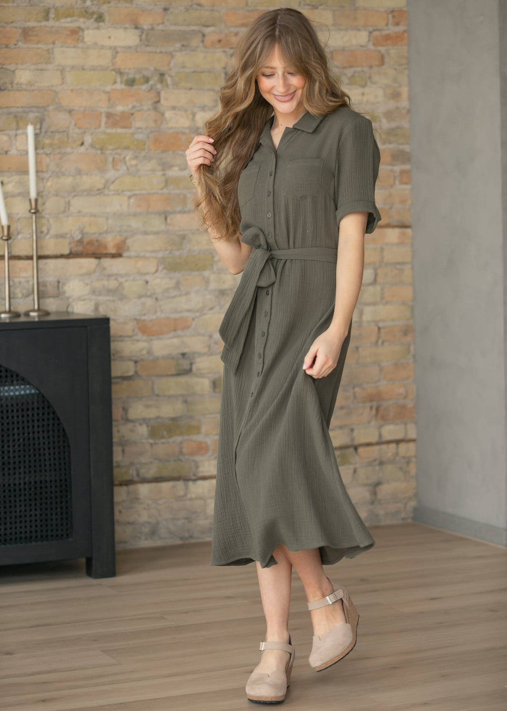 Kurzarm-Hemdkleid aus Baumwollgaze