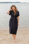 Addy Midikleid mit Nadelstreifen