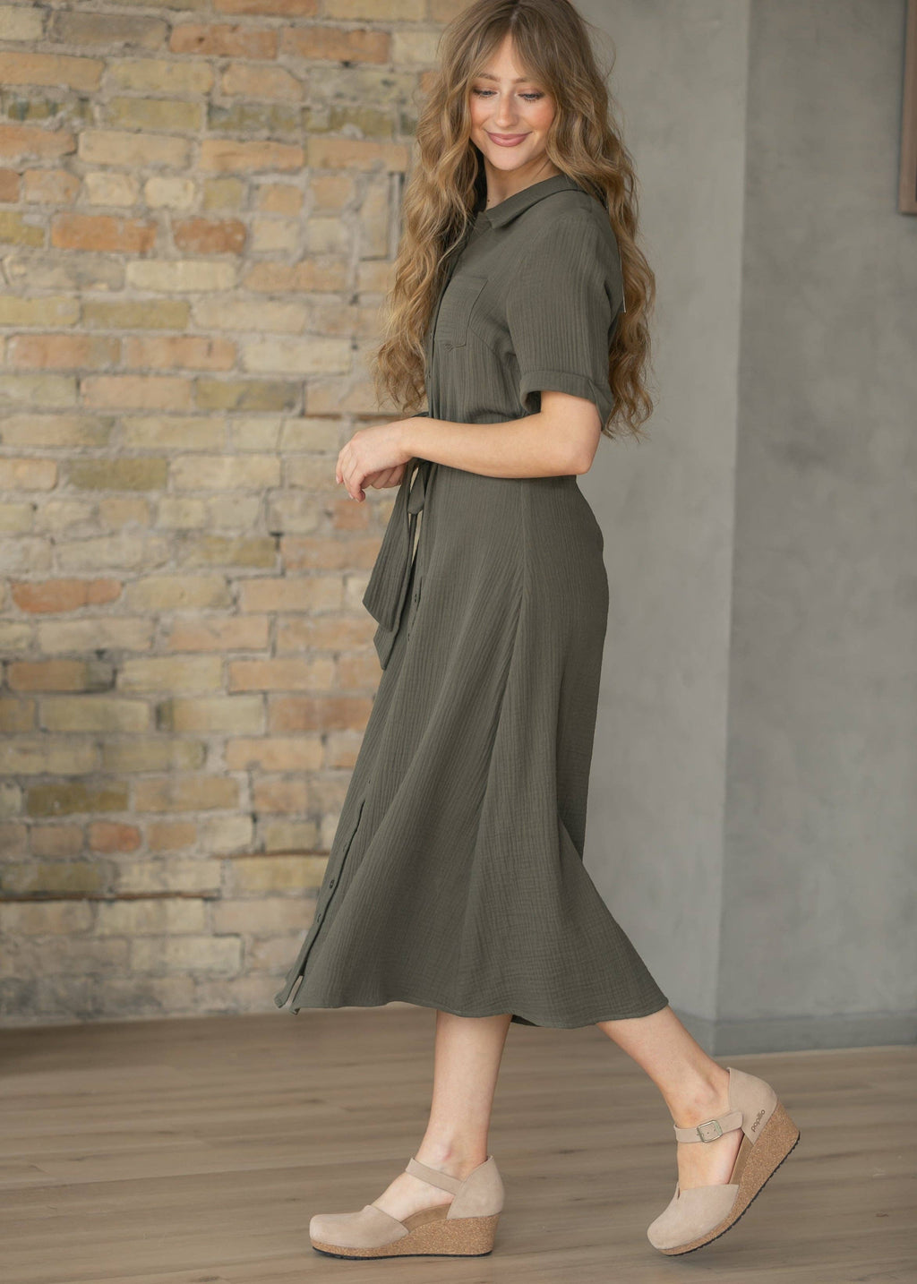 Kurzarm-Hemdkleid aus Baumwollgaze