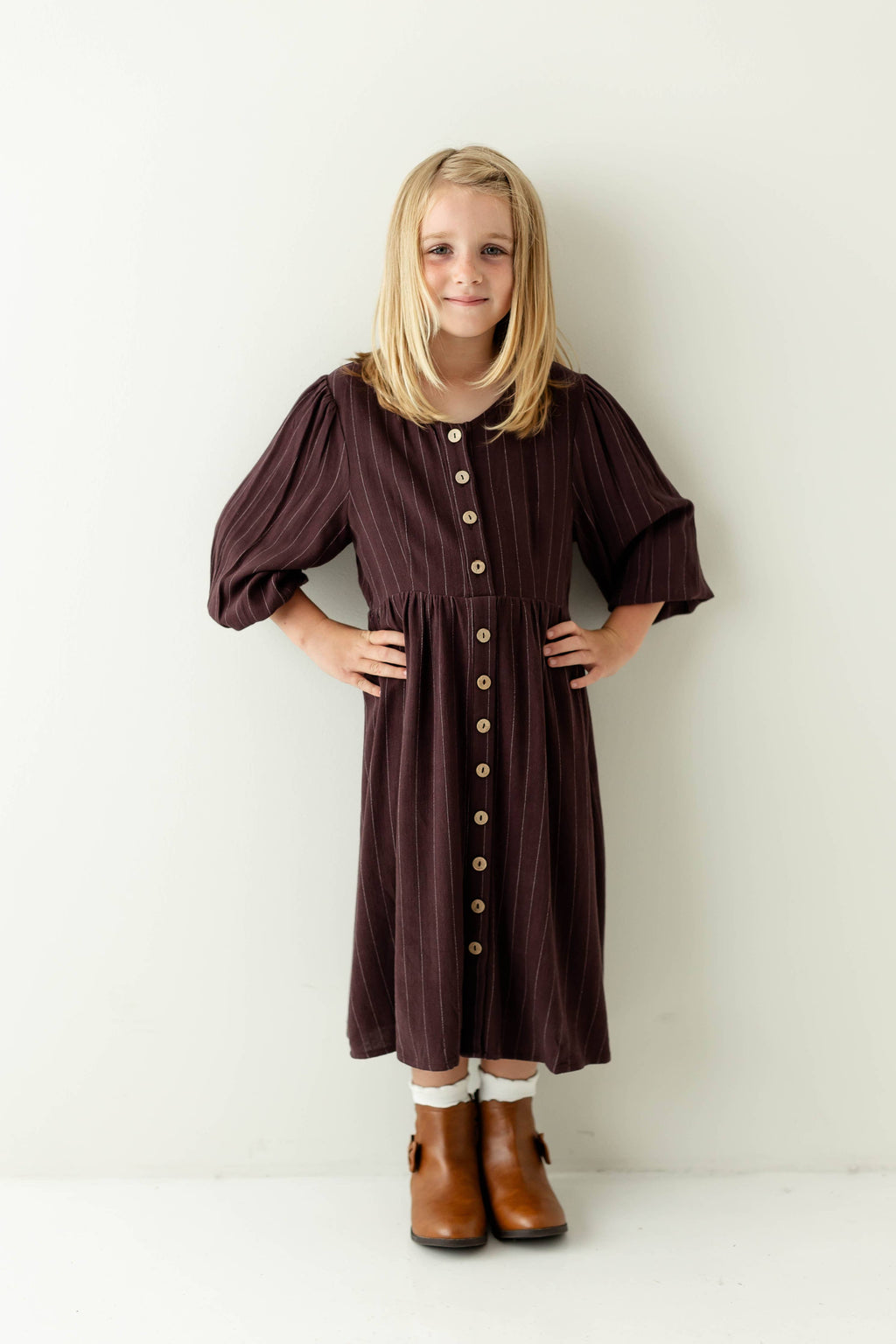 Mädchen Hemdkleid aus Leinenmischung, gestreift
