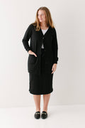 Lange Strickjacke mit Knopfleiste, Schwarz