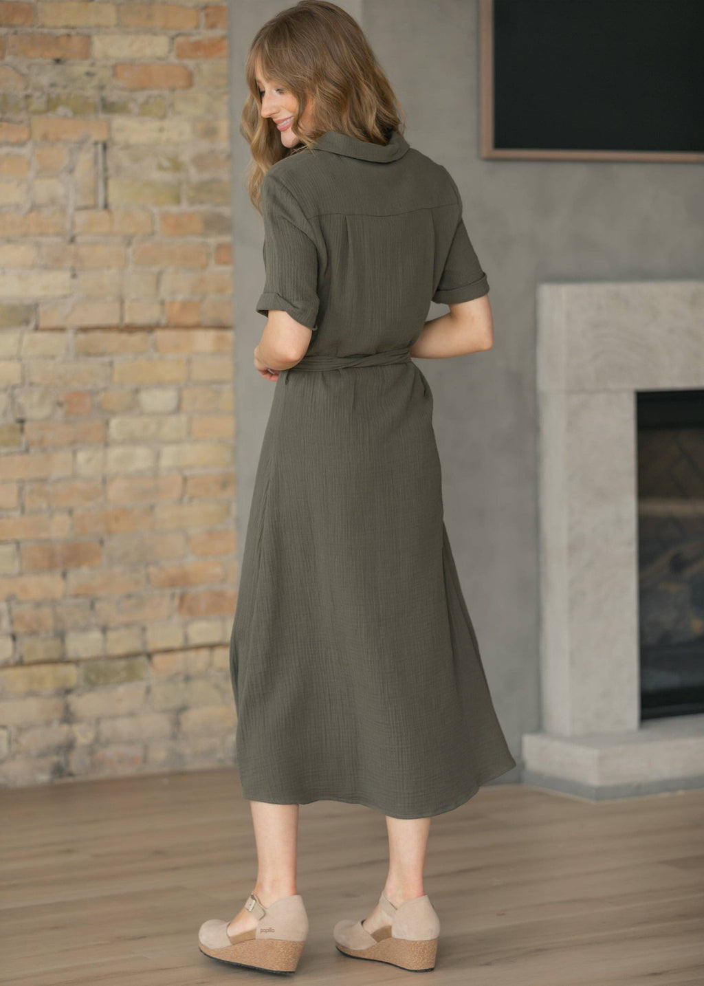 Kurzarm-Hemdkleid aus Baumwollgaze