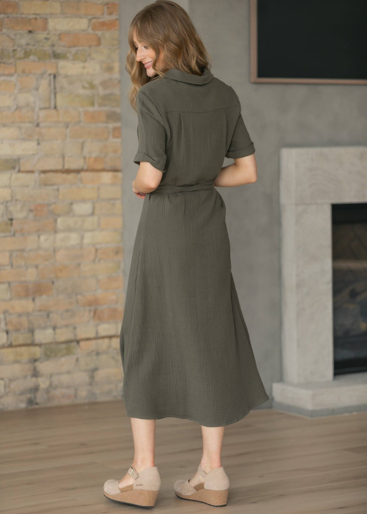 Kurzarm-Hemdkleid aus Baumwollgaze