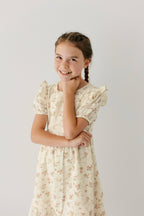 Mädchen Midikleid aus Baumwollgaze mit Blumenmuster