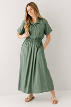 Maxikleid aus Leinen-Baumwoll-Mischung mit Kragen