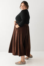 Midirock aus Rippstrick, A-Linie, Espresso