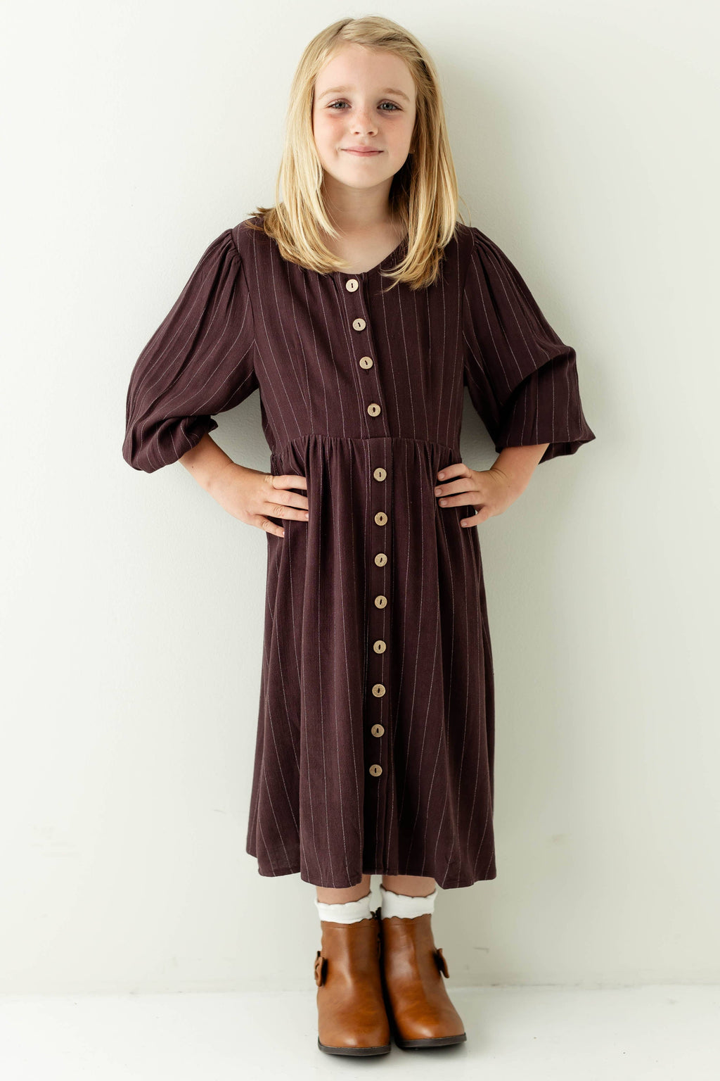 Mädchen Hemdkleid aus Leinenmischung, gestreift