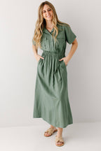 Maxikleid aus Leinen-Baumwoll-Mischung mit Kragen