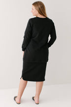 Lange Strickjacke mit Knopfleiste, Schwarz