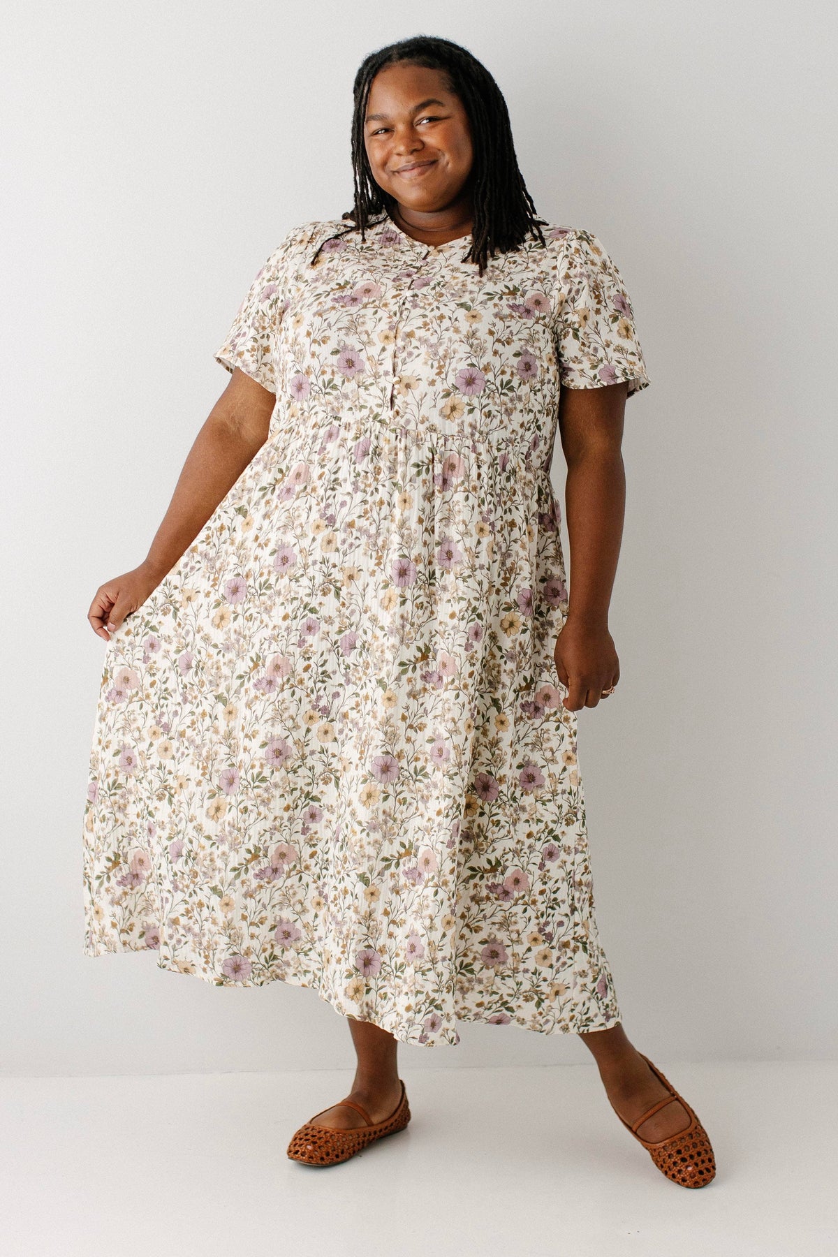 Kleid aus Baumwollgaze mit Volantärmeln