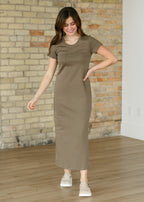 T-Shirt-Maxikleid Taupe